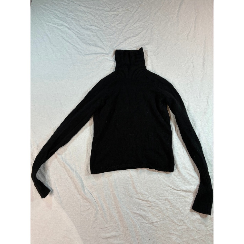 Sutton Studio Women's Cashmere Turtleneck Sweater Size Large Black Ribbed C89